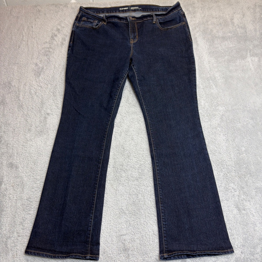 Old Navy Jeans Women's 34/27 Dark Wash Blue Mid-Rise Bootcut Stretch 14 Short